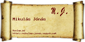 Mikulás Jónás névjegykártya
